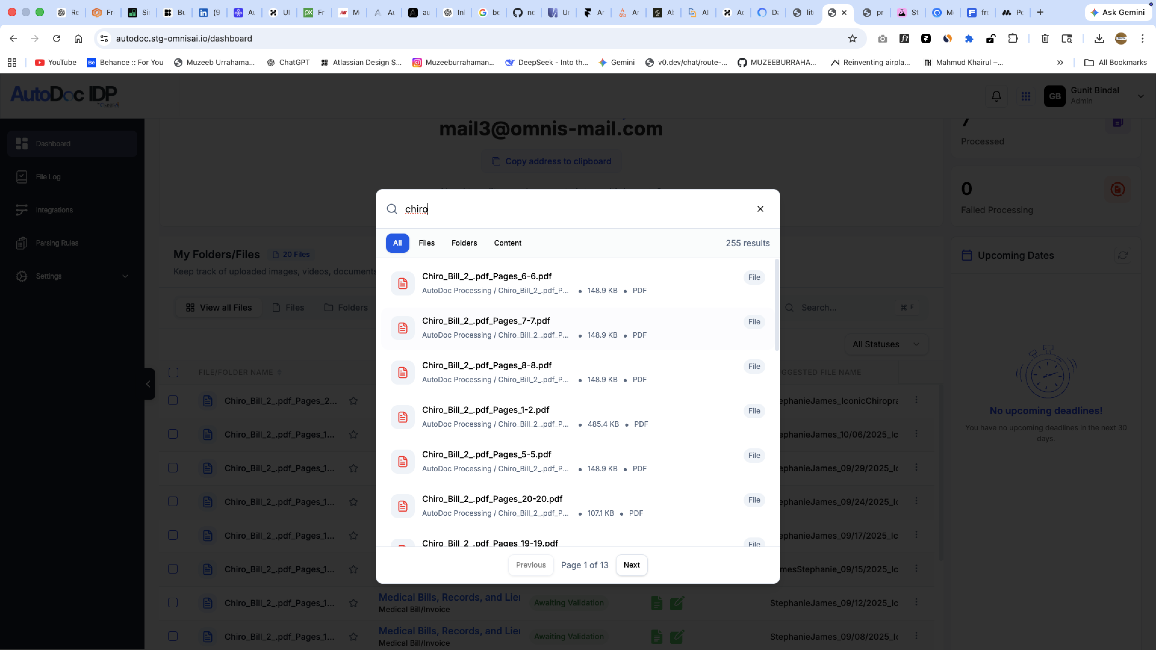 AutoDoc IDP with LitBox search results for chiro across All, showing 255 results