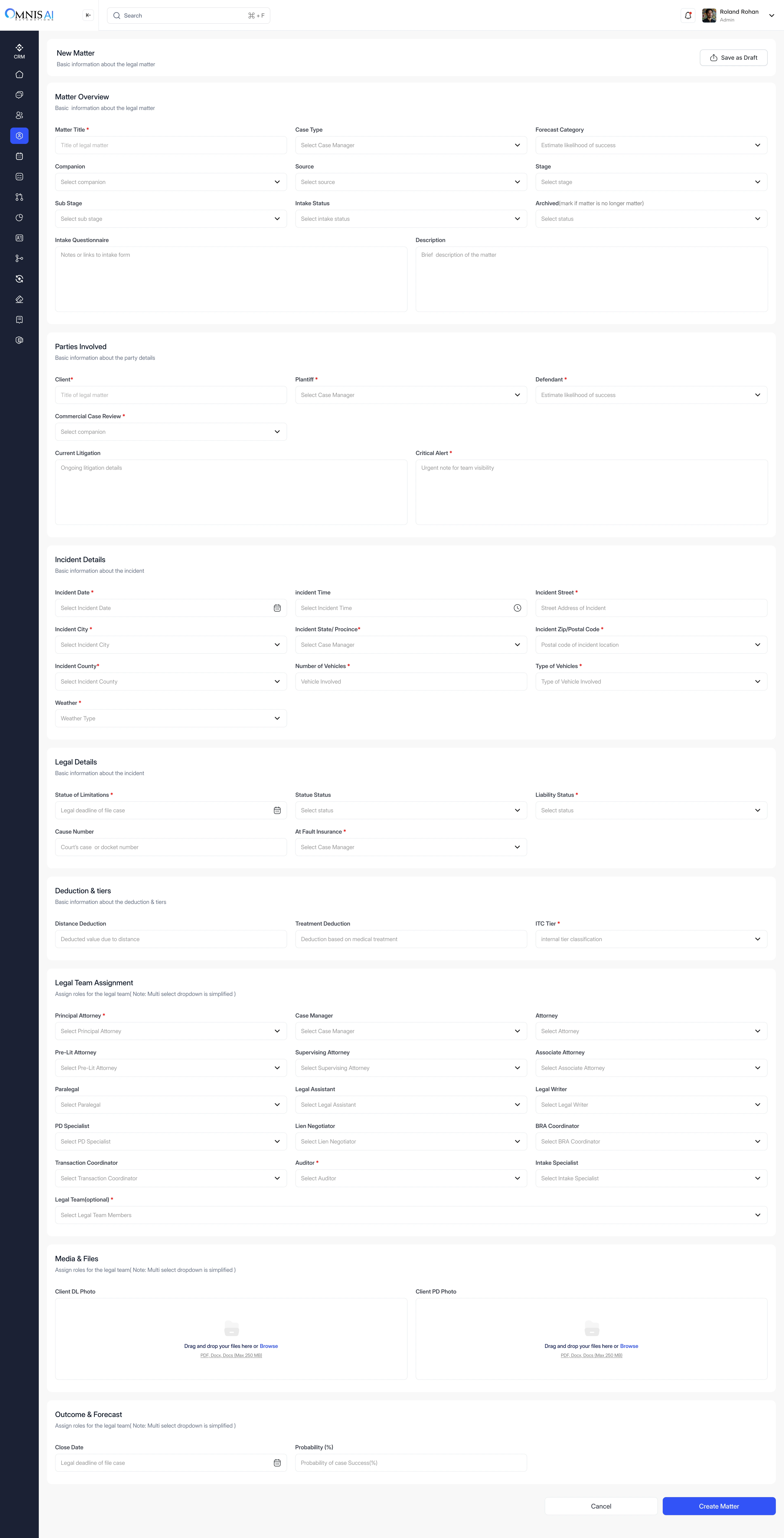 The full legacy New Matter flow flattened into one continuous scrolling page with eight stacked sections